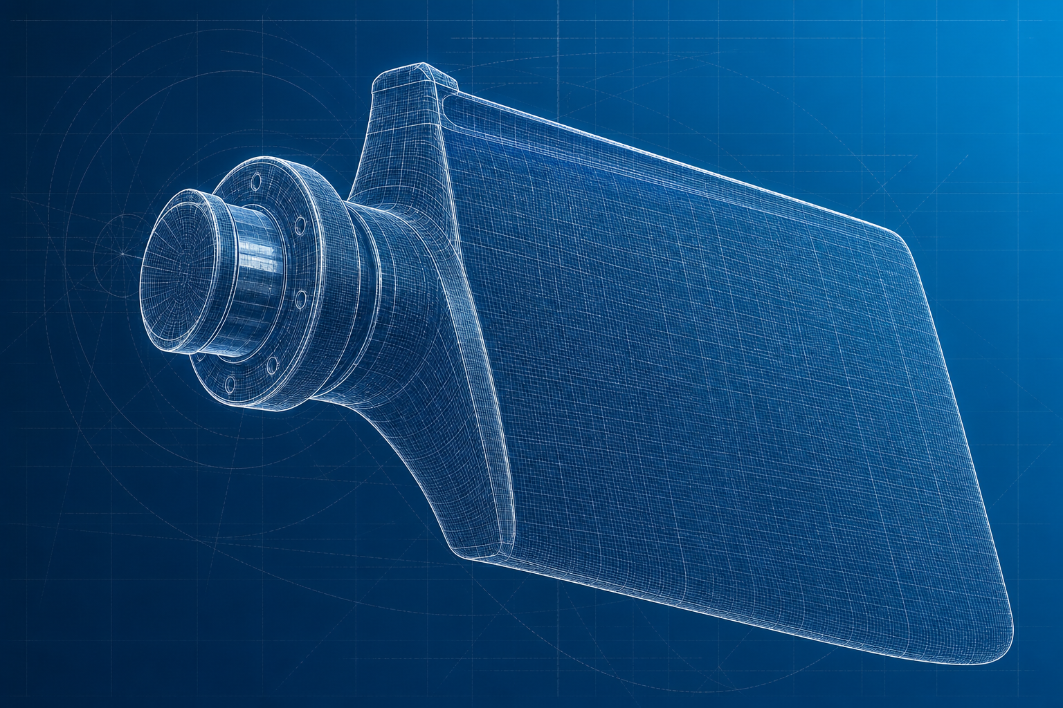 Techniczny blueprint płetwy sterowej